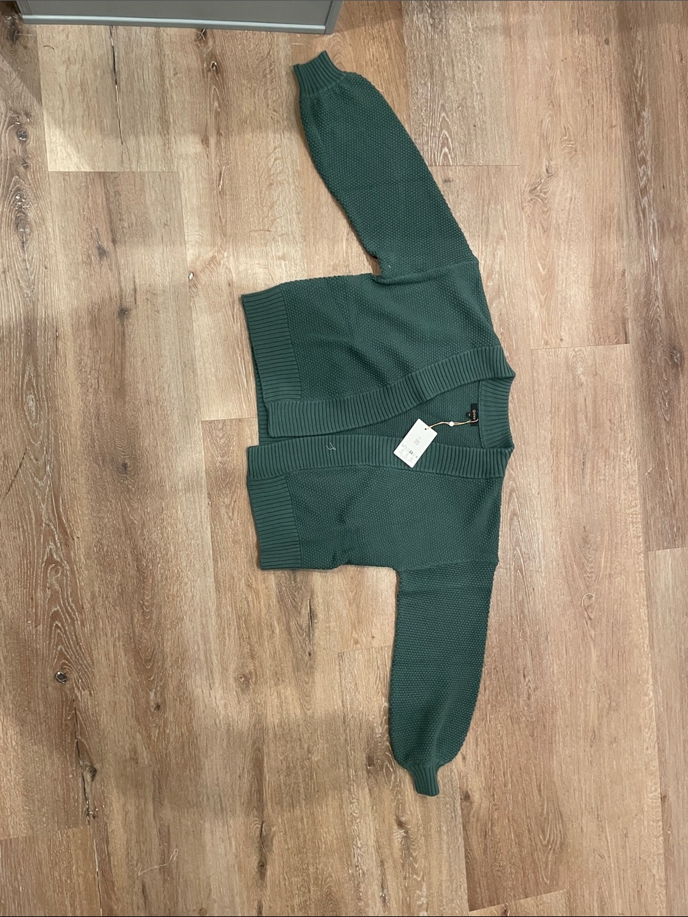 Quince Dark Green Chunky Knit Open Cardigan